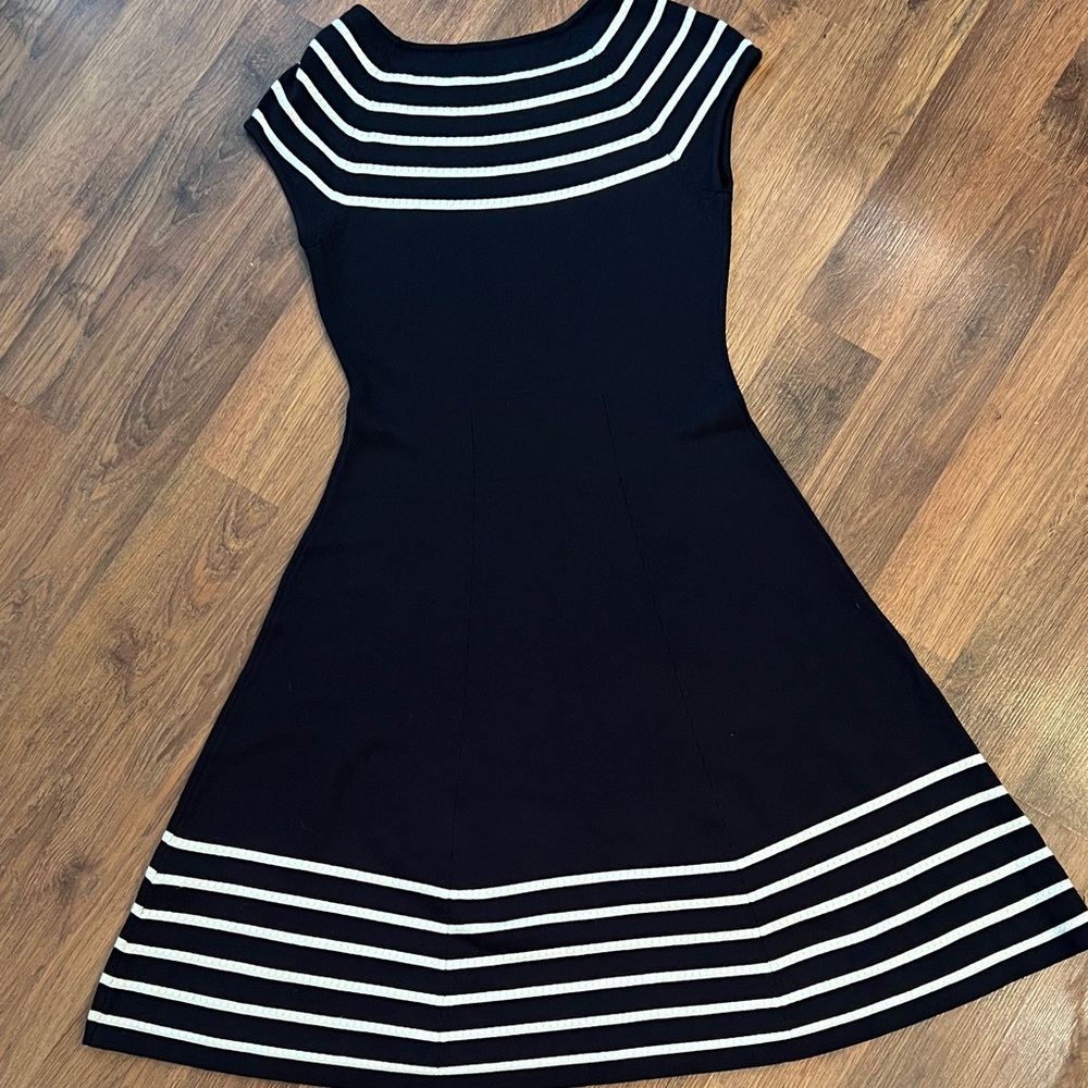 Eliza J -  Deep Nacy and White Striped Midi Dress - knit - Picture 7 of 7